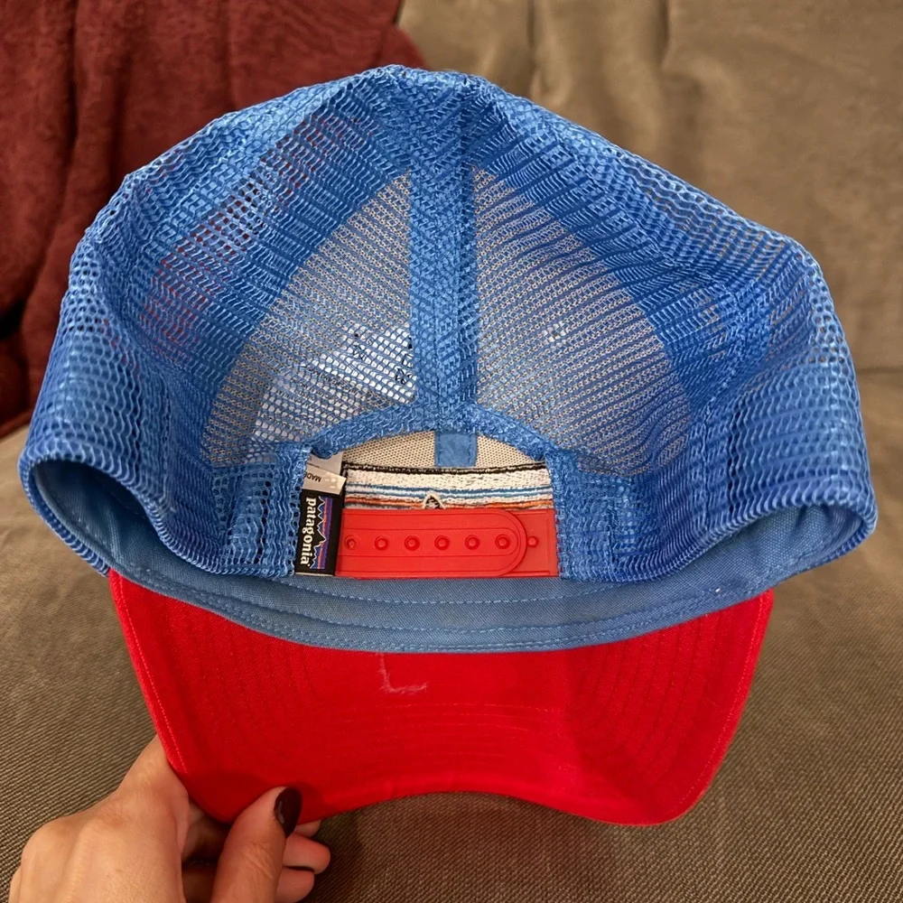 Patagonia Cap with Red Brim and Blue Mesh - Picture 2 of 3